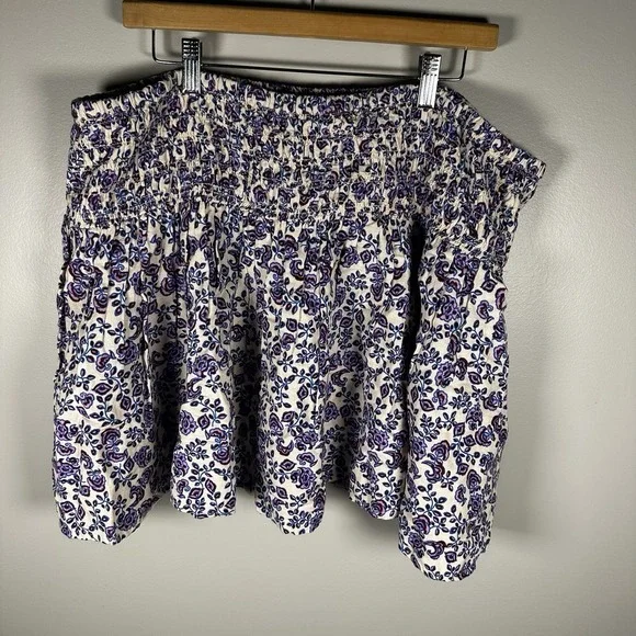 The Drop Purple Paisley Rosalia Smocked Waist Mini Skirt Size XXL NWT - Picture 3 of 14